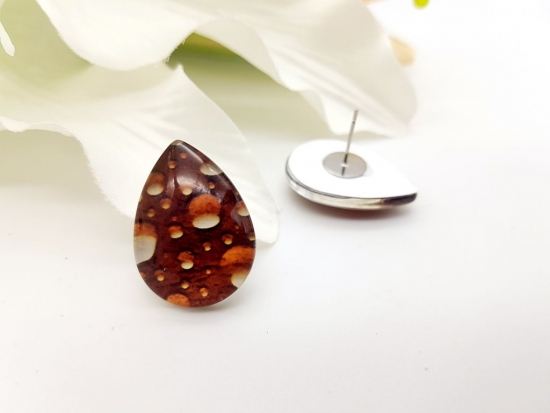 Preview: Tropfenform Tropfen Ohrstecker braun